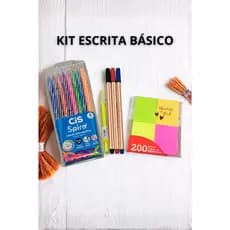 Kit Escrita Basico Canetas + Marca-texto + Bloquinhos para Anotações | 6 Peças