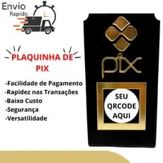 Placa Pix Pagamento QrCode De Mesa Balcão c/ base  Acrílico