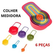 Colher de Cha Colher Medidora para Cozinha Massas Pudim Bolo  Kit Medidor De Cozinha com 6 Peças- Envio Imediato