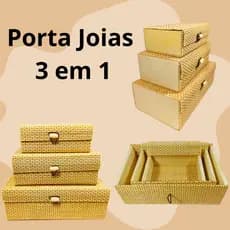 Kit 3 Caixa separadora com tampa Porta Joia organizadora Bambu Madeira Artesanal Decorativa 3 em 1