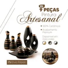 Jogo de Cerâmica Completo Para Decoração Casa Sala rack Centro de Mesa 9 Peças