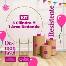 kit 3 Cilindro Mdf + Arco Redondo Ferro Desmontavel 1,50