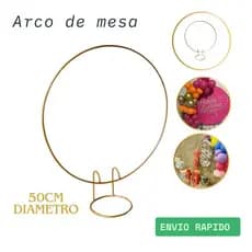 Mini Arco de Mesa Redondo em Ferro Dourado para Decoração de Festa e Pegue e Monte