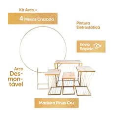 Mesas para Decoração de Festa Teia Treliça Pintura Eletrostatica + Arco Redondo Desmontavel 1,50 de Diametro