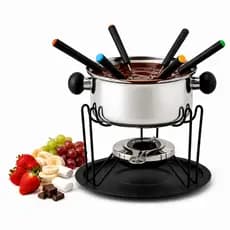 Aparelho Fondue Kit Conjunto Panela Inox 1Litro 6 Garfos 11 Peças