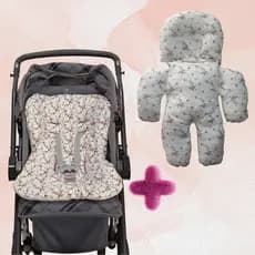 Kit Capa de Carrinho + Apoio Redutor 100% Algodão Estampado, Combo com 2 Peças Estampado Universal Para Todas Marcas
