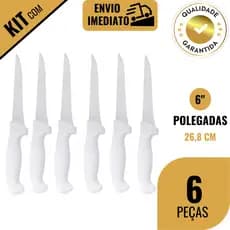 Kit 5/6 Faca Desossa Inox Açougue Frigoríficos Cozinha para Carne Churrasco Frango Peixe 6 Polegada