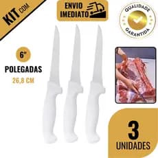 Kit 2/3 Faca Desossa Açougue Frigoríficos Cozinha Profissional Carne Churrasco Inox 6 Polegadas