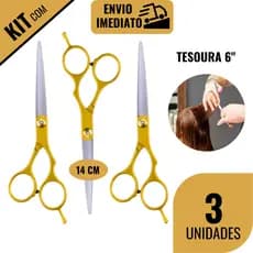 Kit 2/3 Tesoura de Cabelereiro Profissional Aço Inoxidável Fio Navalha Corte de  Cabelo Barba