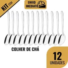 Kit 6/12 Colher de Chá Talher Aço Inox Grande Café Luxo Cozinha Bar Restaurante Buffet Cafeteria