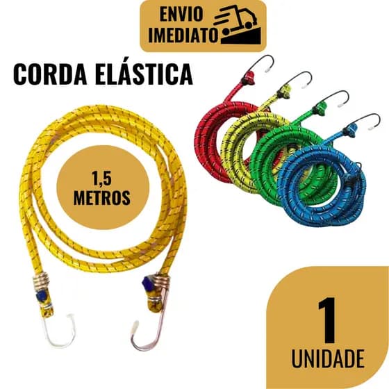 Corda Elástica para Bagageiro de Moto Bike Carro Caminhão Viagens Estique com Gancho 1,5 metros