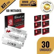 Kit Lâminas 20/30 LORD PLATINUM Profissional Inox para Barbeiros Cabelereiros Fabricadas no Egito