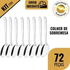 Kit Colher de Sobremesa 60/72 peças Inox Faqueiro Restaurante Cozinha Doceria Buffet Confeitaria Bar