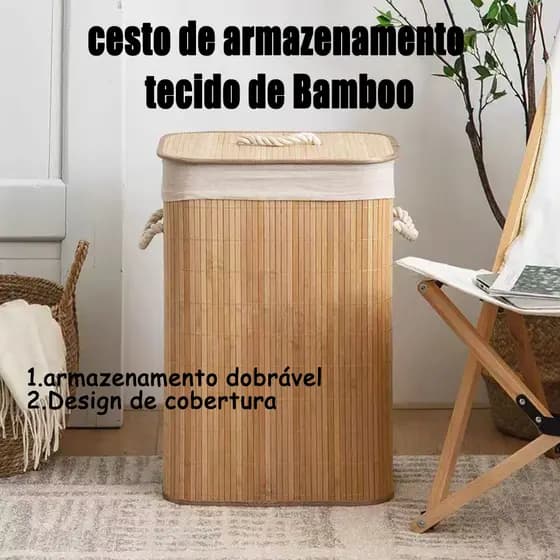 Cesto de Roupa Suja Bambu Cesto Dobrável Bambu tecido sujo cesto Cesta de armazenamento com Tampa Resistente para closet