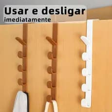 Cabide Organizador para Porta com 5 Ganchos Multiuso para Pendurar Bolsas Chapéus Roupas Toalhas e Acessórios Casa