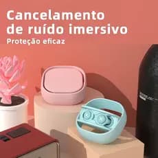 Tampão Auricular Antirruído 3 Camadas em Silicone com Estojo com Alça 1 Par Reutilizável para Dormir e Estudar