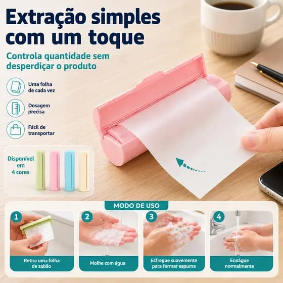 Sabonete Folha Papel Portátil Descartável mini compacto viagem lava mãos rápido case fofo bonito uso pessoal diário