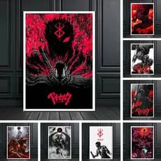 Quadro Anime japonês Berserk, Wall Art Pictures, Sala de Jogos, Decoração de Casa, Vintage, Personagem