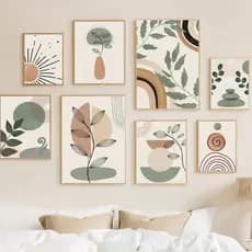 Quadro Boho posters abstracto geometria linha,folhas sol arco-íris boho decoração casa nordic parede imagem para sala de estar decoração
