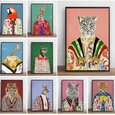 Quadro Marca de luxo Animais Moda Retrato Leopard Tiger Nordic Wall Art Imagem para Sala