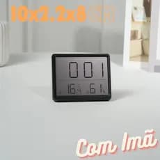 Relógio Eletrônico Digital Com Imã Retangular 10x2.2x8 LCD Display Multifuncional De Temperatura E Umidade