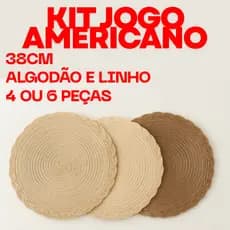 Kit 4 Ou 6 Peças Jogo Americano 38Cm Elegante Mesa Posta Em Algodão E Linho Descanso De Mesa