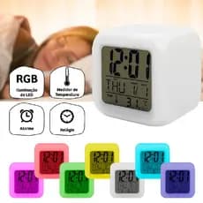 Relógio Digital Colorido 8x8x8 RGB Alarme Despertador Medidor De Tenperatura Decora Lelong