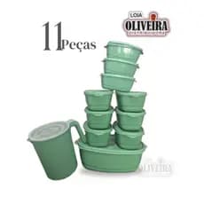 Kit Potes Plásticos Retangular 11peças com jarra 1,8 L