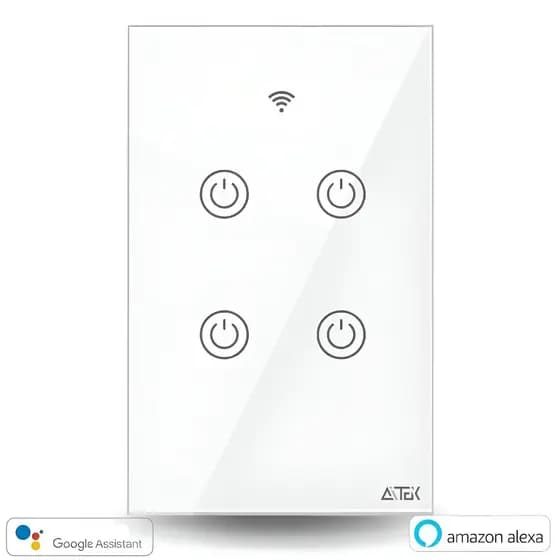 Interruptor Inteligente Wi-fi 4 Botões Compativel com Alexa Google Home Fácil instalação Casa Ap