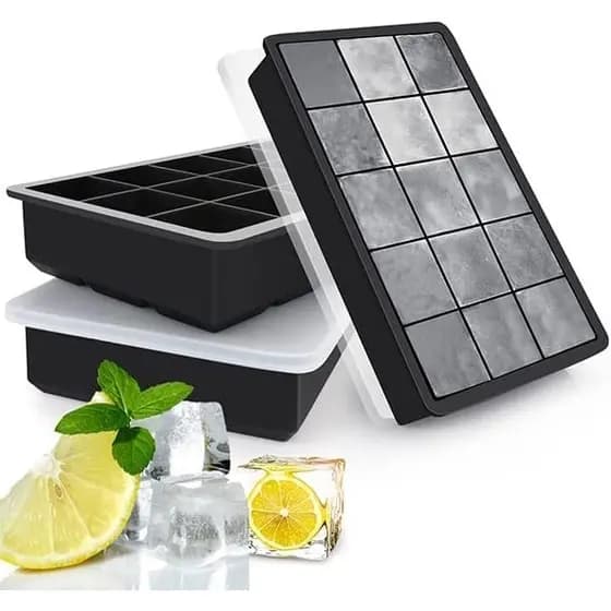 Forma De Gelo Silicone 12X19X4Cm Com Tampa De Silicone Fácil E Prático De Desenformar Multiuso