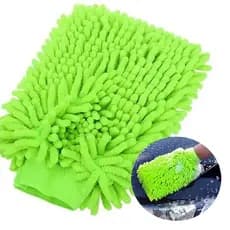 Luvas Multiuso Microfibra Chenille Premium Lavagem Automotiva Carro Moto Caminhão Verde 25x14x2.5Cm Prático E Útil