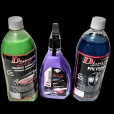 Kit  Automotiva Carro e Moto Shampoo 1Lt Pretinho Limpa Pneu Cera 1 Lt + Cera Líquida 500 ML