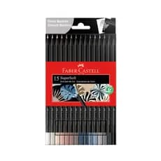 Lápis de Cor Profissional Faber Castell Supersoft Cores Neutras Kit 15 Unidades