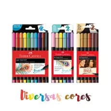 Caneta hidrográfica brush pen supersoft Faber Castell pastel tons de pele 10 cores