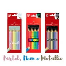 Lápis de cor Faber-Castell ecolápis 10 cores pastel neon metallic