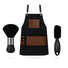 Avental Preto Espanador Escovinha Preto Barbeiro Profissional
