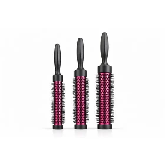 Kit 3 Escova Long Térmica Preto e Rosa P M G Profissional
