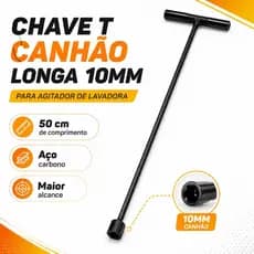 Chave T Longa 10mm Para Agitador De Lavadora Máquina de Lavar 50cm Manutenção Ferramenta