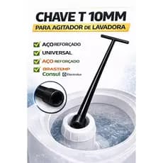 CHAVE T LONGA 10MM UNIVERSAL LIMPEZA AGITADOR MÁQUINA DE LAVAR COMPATIVEL TODAS AS MARCAS