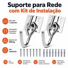 KIT GANCHO REDE DE BALANÇO REFORÇADO SUPORTE DE PAREDE PARAFUSOS