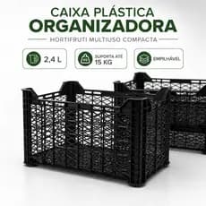 CAIXAS PLÁSTICAS ORGANIZADORAS HORTIFRUTI MULTIUSO COMPACTA EMPILHAVEL