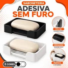 Suporte Saboneteira Parede Fita 3M Drenagem Organizador Banheiro