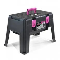 Banqueta De Plástico Capacidade 136kg Com Compartimento Organizador Para Manicure Pesca E Camping