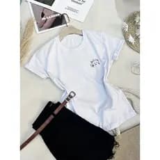 Blusa camiseta T-shirt feminina manga curta algodão 100 % Gola careca sempre