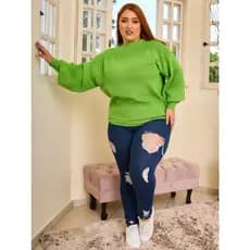 Blusa de Frio Grosso Modelo Grande Plus Size Trico Manga Bufante Outono Inverno Novo 2026