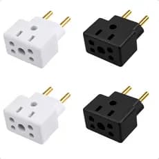 Adaptador de Tomada C/4 Benjamin BOB 10A/20A Pino Maciço Resistente Branco e Preto