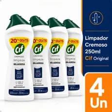 Kit 04 CIF Cremoso Multiuso Limpeza Milagrosa 250mL