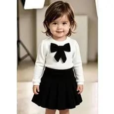conjunto infantil menina saia plizado com blusa e laço 🎀.. 🩷.e saia com bolso e laço 🎀 com blusa manga princesa