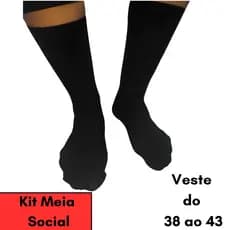 Kit 3/6/12 Pares De Meia Social Masculina Preta Cano Longo Tamanho 38 a 43 Trabalho Poliamida