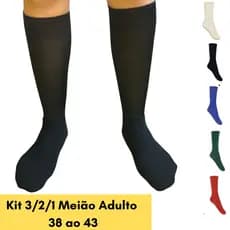Kit 2/3/1 Pares Meião de Futebol Adulto (38 ao 43) Futsal Campo Society Esportivo Liso